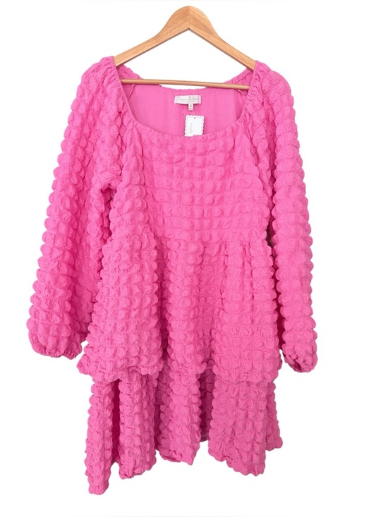 SIMPLY SOUTHERN Bubble Ruffle Dress Pink Size M NEW - Picture 2 of 5
